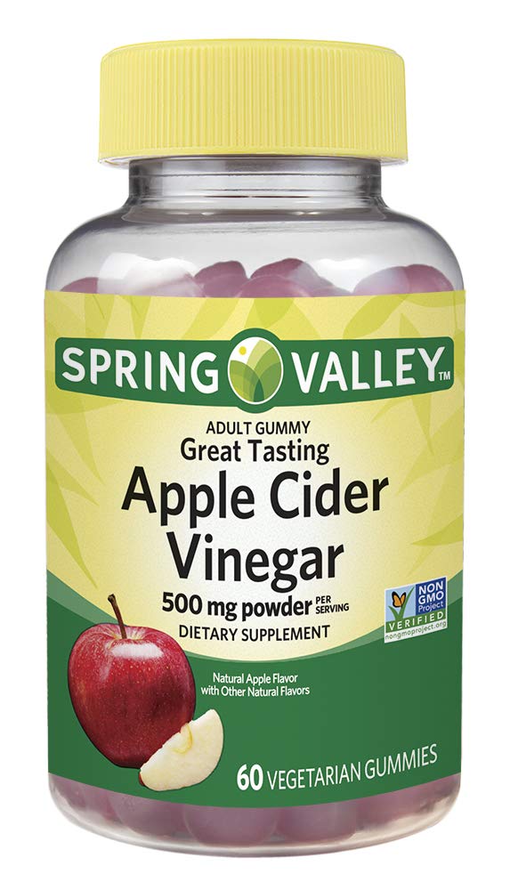 Spring Valley Apple Cider Vinegar 500 mg Powder, Great Apple Flavor, 60 Gummies (7592933392622)